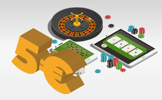 Casinospellen spelen op mobiele apparaten en een bordje van 5 euro