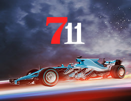 Formule 1 auto en 711 Casino logo