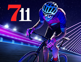Fietser en 711 Casino logo