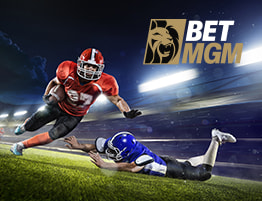 American football spelers en een BetMGM logo