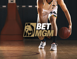 Basketbal speler en BetMGM logo