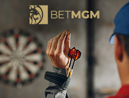 Dartspeler en een BetMGM logo
