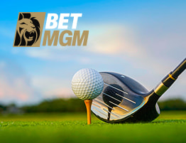 Een golfstick, een bal en een BetMGM logo