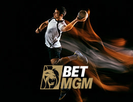 Handbalspeler en BetMGM logo