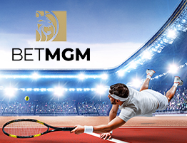 BetMGM logo en een tennisser