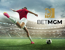 Voetballer en BetMGM logo