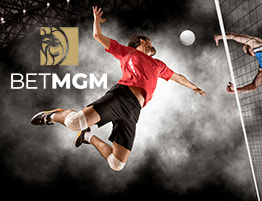 Volleybalspeler en BetMGM logo
