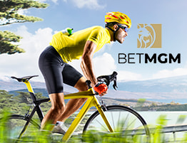 Fietser en BetMGM logo