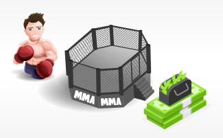 MMA vechter, een achthoek en geld