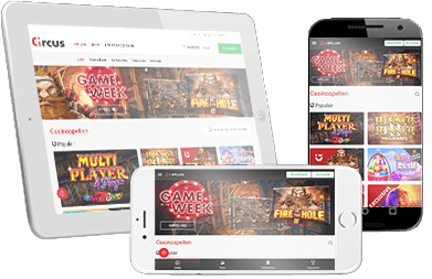 Tablet en mobiele telefoons welke mobiele Circus spellen tonen