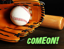 Honkbal attributen en een ComeOn! logo