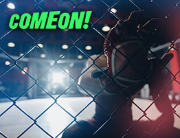 MMA vechters en ComeOn! logo