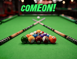 Snooker spel en een ComeOn! logo