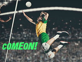 Volleybalspeler en ComeOn! logo