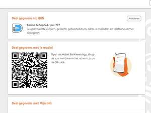 iDIN-identiteitscontrole via de bank tijdens registratie bij Casino777