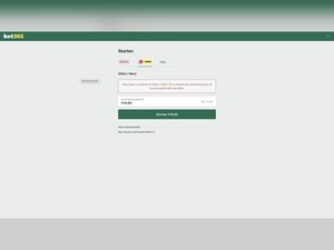 Kassascherm van bet365 met het tabblad iDEAL of Wero en een ingevuld stortingsbedrag van € 10