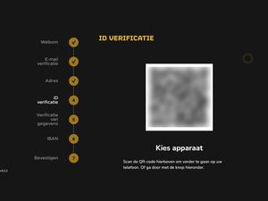 ID-verificatiescherm van Fair Play Casino met een QR-code om de scan op je telefoon te doen