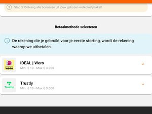 Betaalmethode kiezen in het casino: iDEAL | Wero en Trustly, met een minimale storting van 10 euro