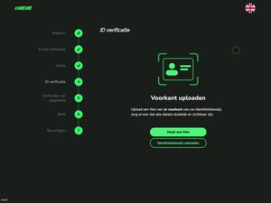 ID-verificatie bij ComeOn waarbij je de voorkant van je identiteitsbewijs uploadt
