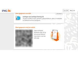 iDIN-scherm waarop je via je bank de gegevensdeling met LeoVegas goedkeurt