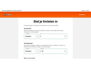 Scherm Stel je limieten in van LeoVegas met je sessielimiet en stortingslimiet