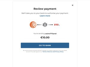Bevestigingsscherm dat doorverwijst naar je bank via open banking