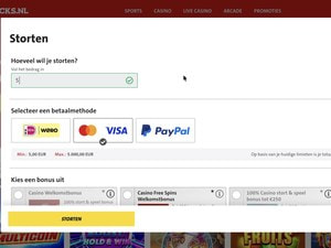 Kassa met een kaart als betaalmethode en de keuze voor een welkomstbonus