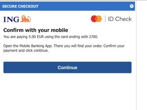 Mastercard ID Check 3-D Secure bevestigingsscherm