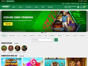 Unibet casinolobby met een bijgewerkt speeltegoed