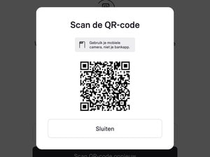 QR-code van Trustly die je met je mobiele camera scant om in te loggen bij je bank