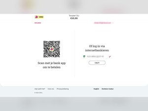 iDEAL-betaalpagina voor Tonybet OU met een QR-code en een bedrag van € 10
