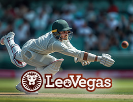Cricket speler en LeoVegas logo