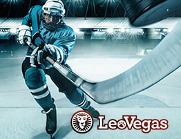 Hockeywedstrijd en een LeoVegas logo