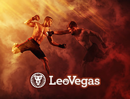 MMA vechters en LeoVegas logo