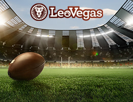 Rugbyspel en een LeoVegas logo