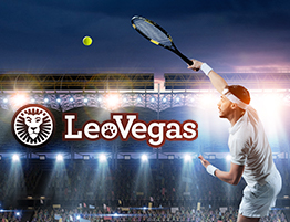 LeoVegas logo en een tennisser