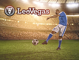 Voetballer en LeoVegas logo