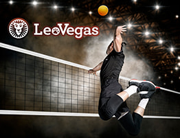 Volleybalspeler en LeoVegas logo