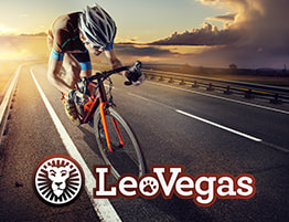 Fietser en LeoVegas logo