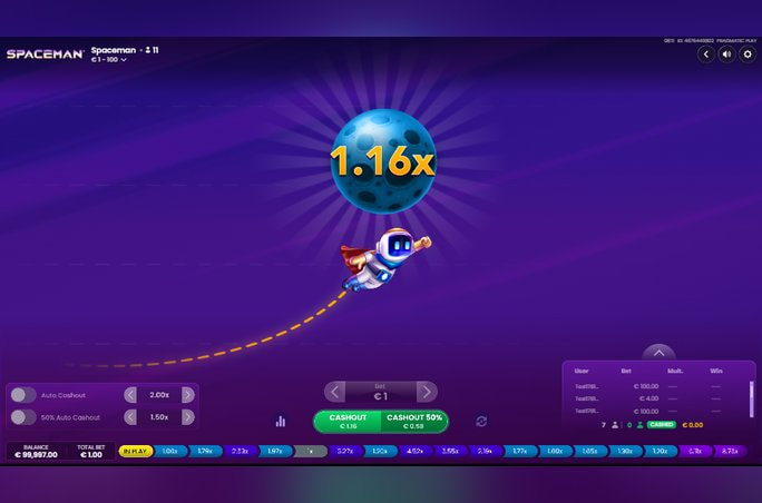 Spaceman crash game van Pragmatic Play