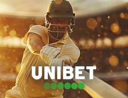 Cricket speler en Unibet logo