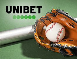 Honkbal attributen en een Unibet logo
