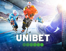 IJshockeyspeler en Unibet logo