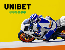 MotoGP racer en een Unibet logo