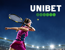 Unibet logo en een tennisser