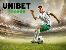 Voetballer en Unibet logo
